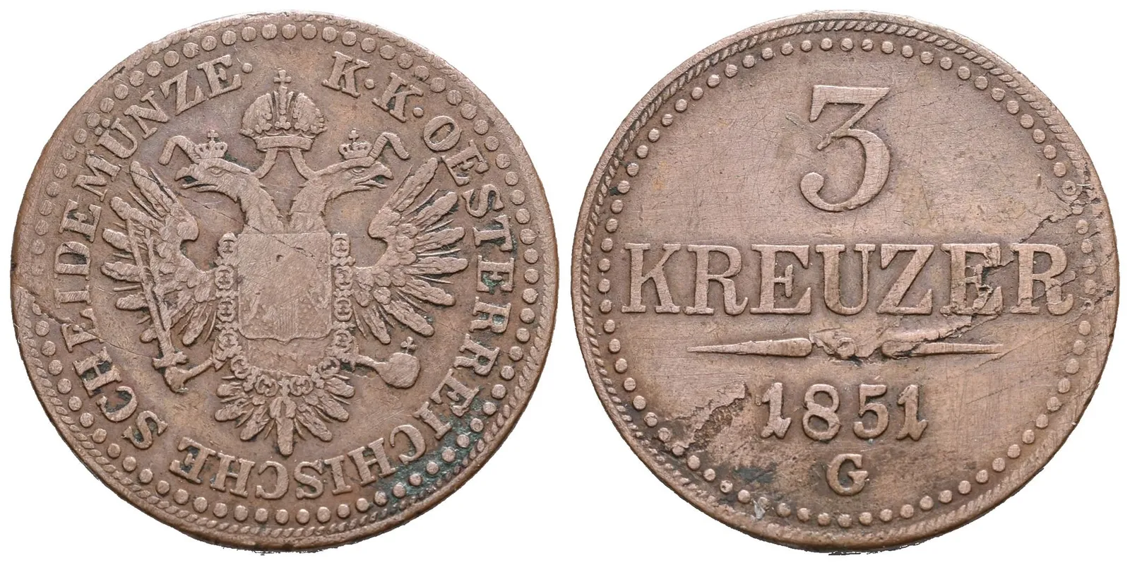 3 Krejcar 1851 G