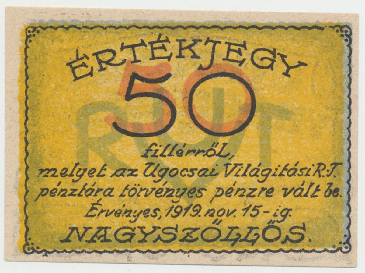 Nagyszöllös (Sevluš - Mukačevo) - elektrár. akc. spol., 50 f  1919, HH.143.1.8
