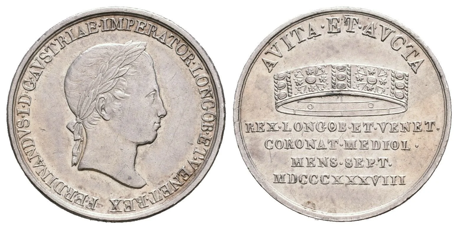 AR Malý žeton 1838 - Ke korunovaci na lombardsko-benátského krále 6. 9. 1838 — 1