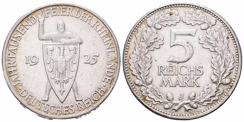 Výmar, 5 Marka 1925 J - Rheinland
