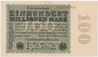 Německo, 100 Millionen Mark 1923, Kreuzblütten, Ro.106e