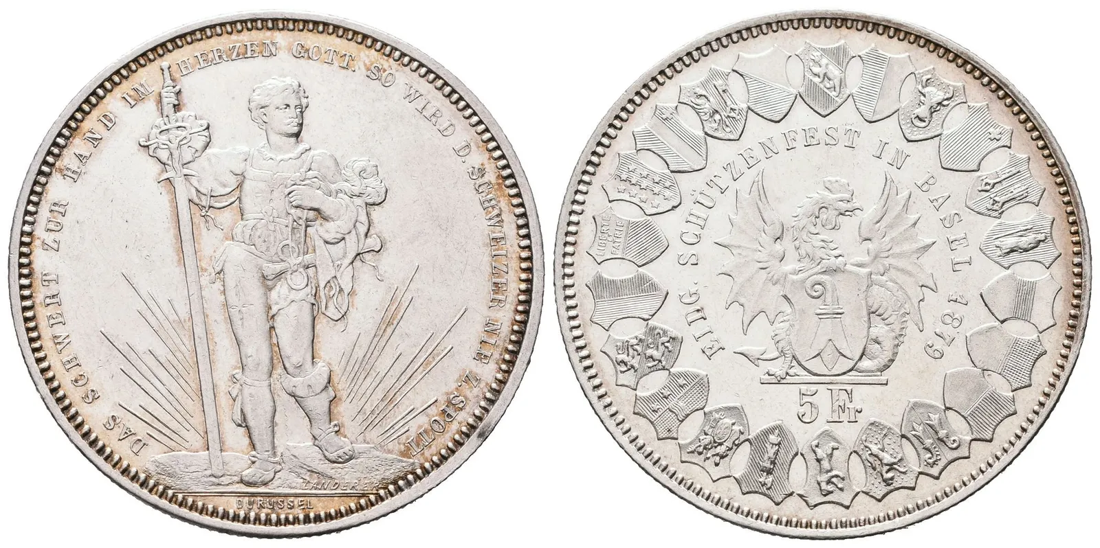 Švýcarsko, 5 Frank 1879 - Střelecký