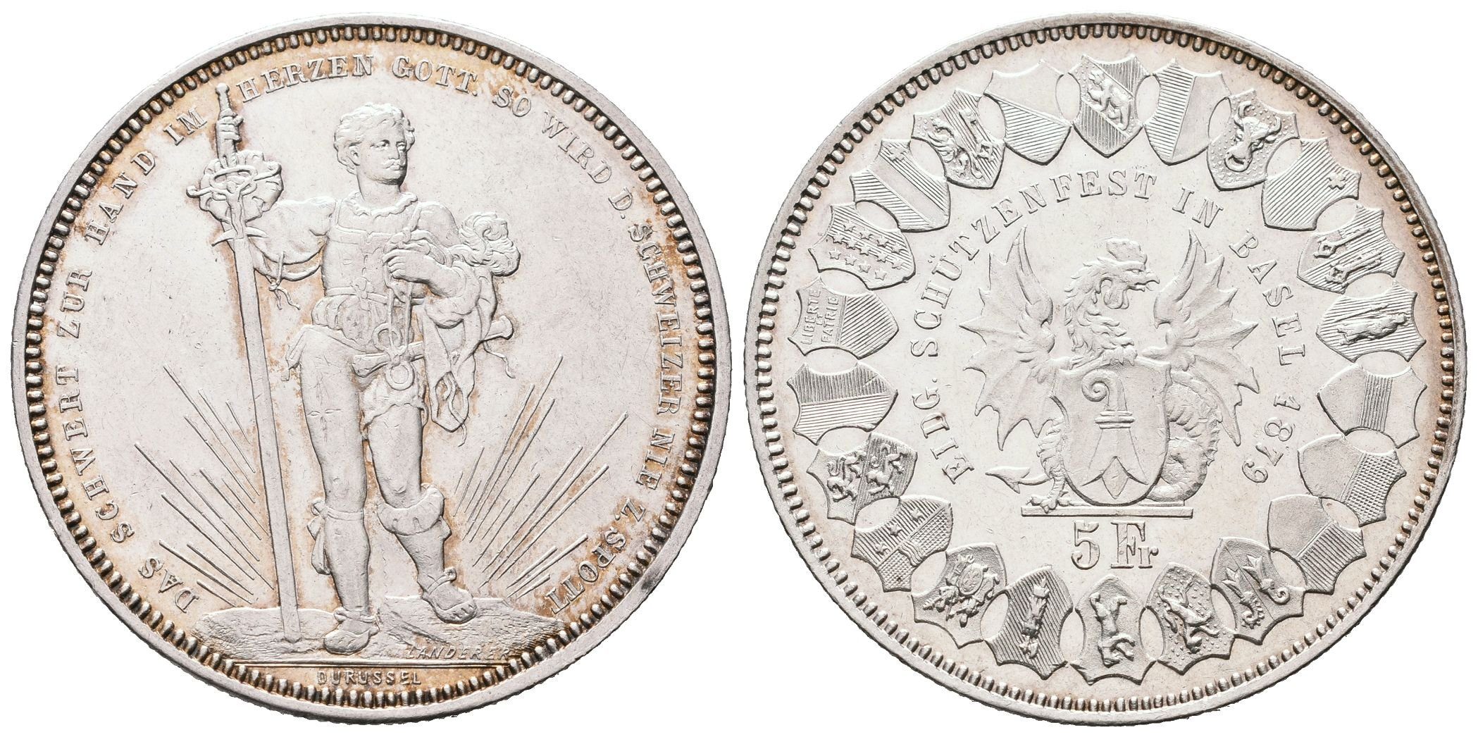 Švýcarsko, 5 Frank 1879 - Střelecký