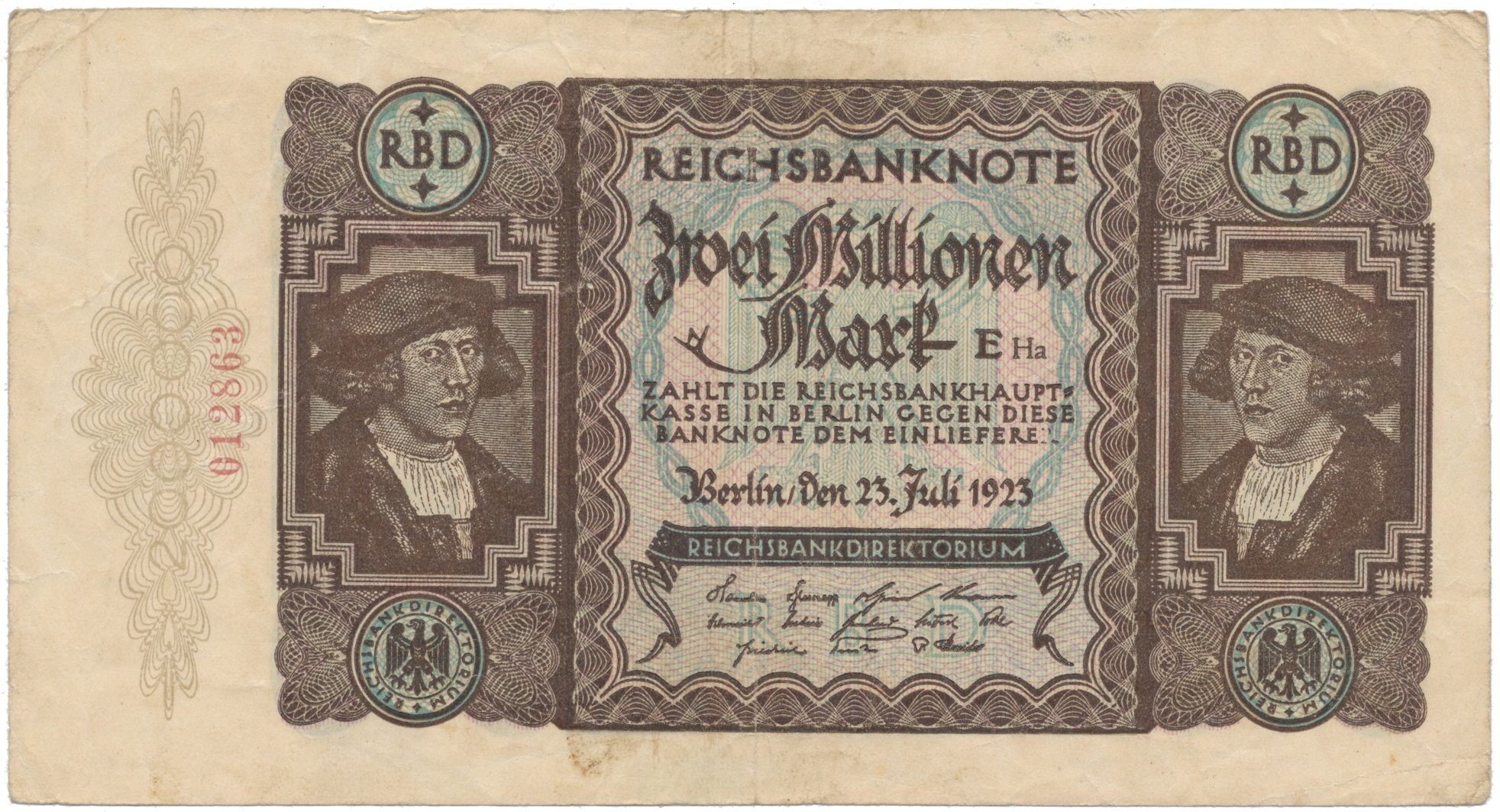 Německo, 2 Millionen Mark 1923, Ro.89a