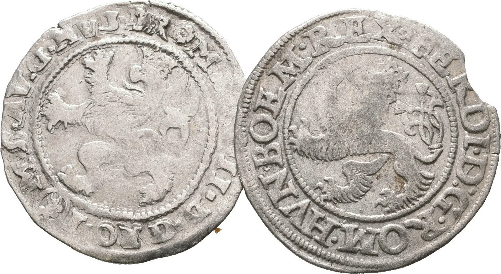Groš slezský 1547, Vratislav-Westermaier, lehce vylomený + — 1