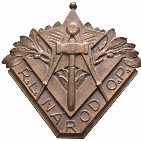 AE Plaketa b.l. - Řádová lóže Národ O.P., Pat. bronz 63 x 65,6 mm,