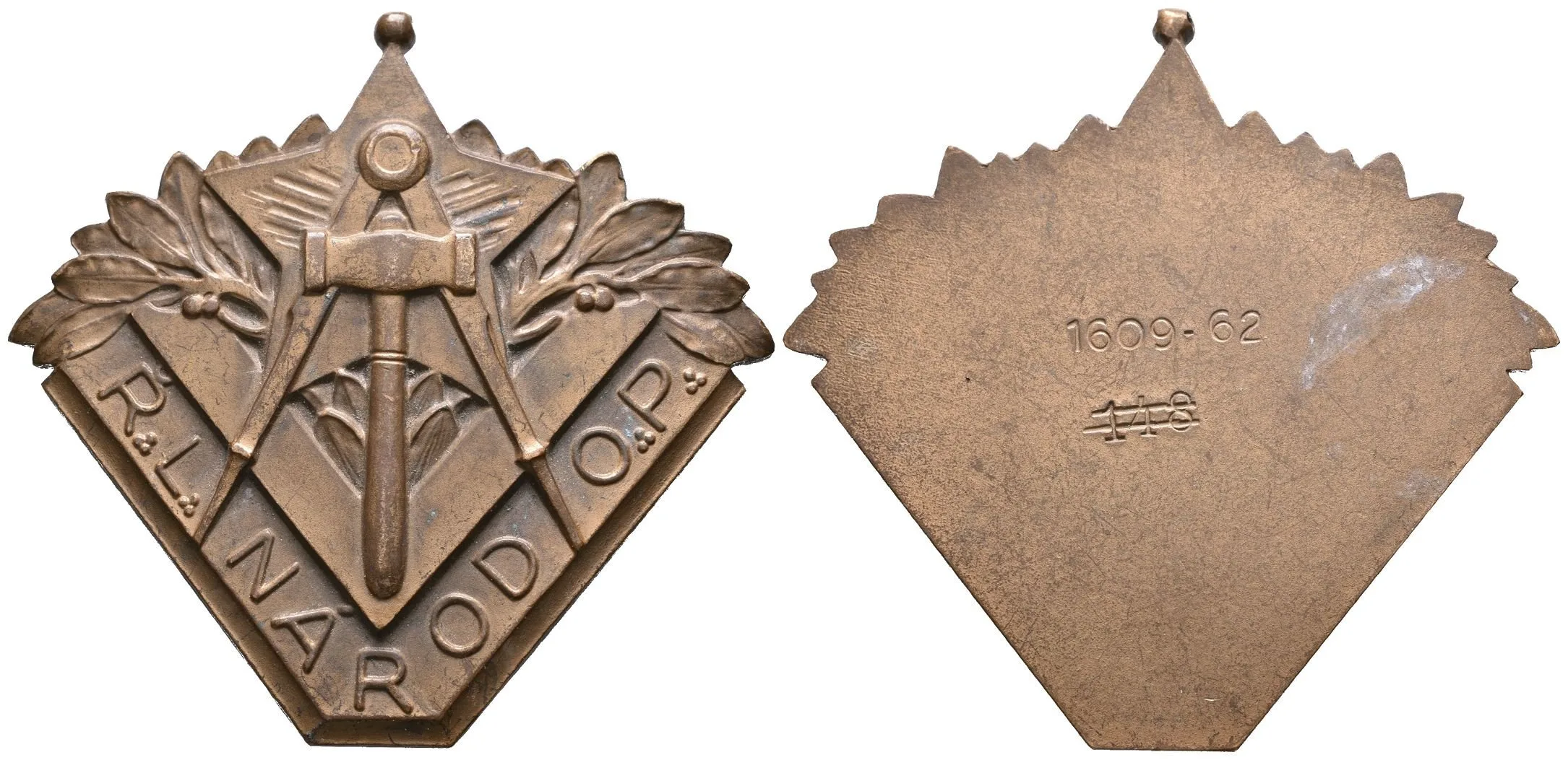 AE Plaketa b.l. - Řádová lóže Národ O.P., Pat. bronz 63 x 65,6 mm, — 1