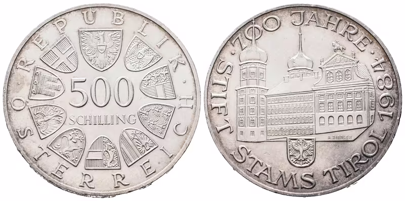 Rakousko, 500 Schilling 1984 - Opatství Stamms