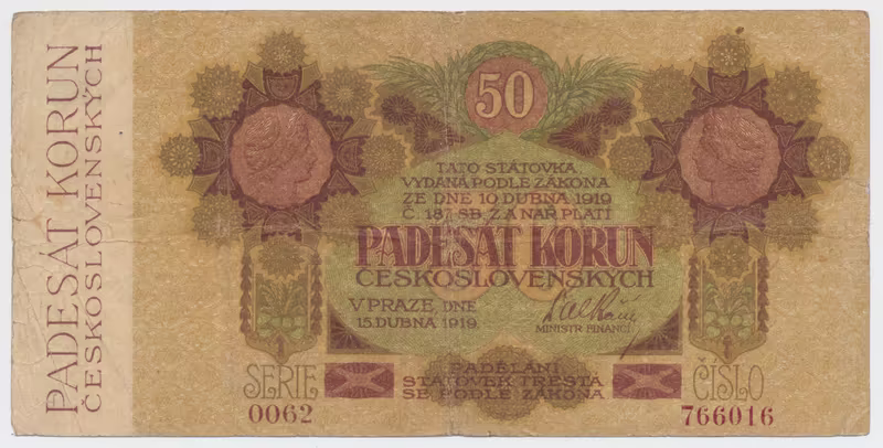 Československo, 50 Koruna 1919, série 0062, Hej.11b
