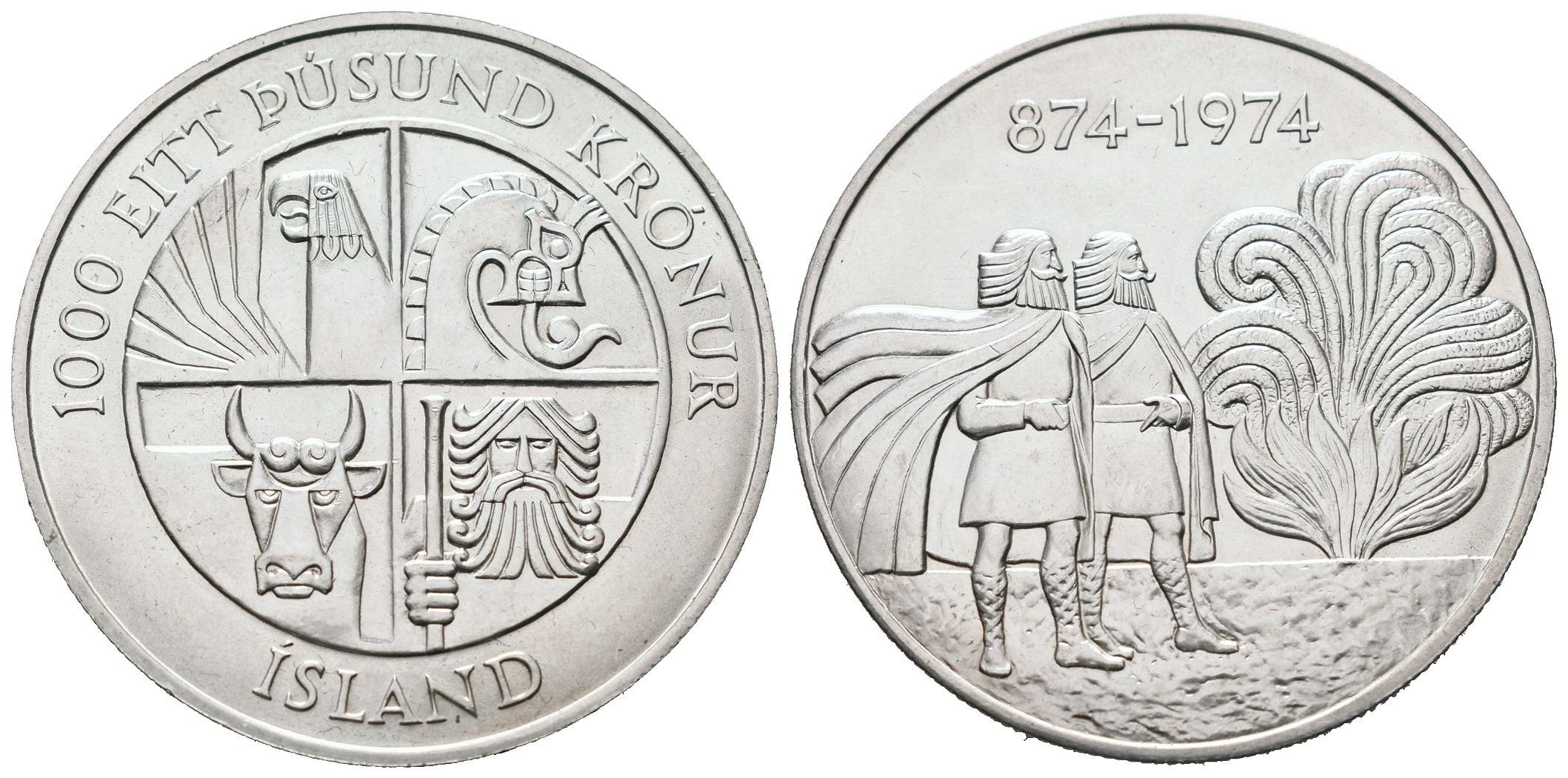 Island, 1000 Kronur 1974 - Osídlení