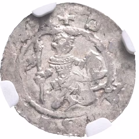 Denár, Cach 572, nep. nedor. opisy jinak krásná zachovalost, certifikace NGC, hodnocení MS 62