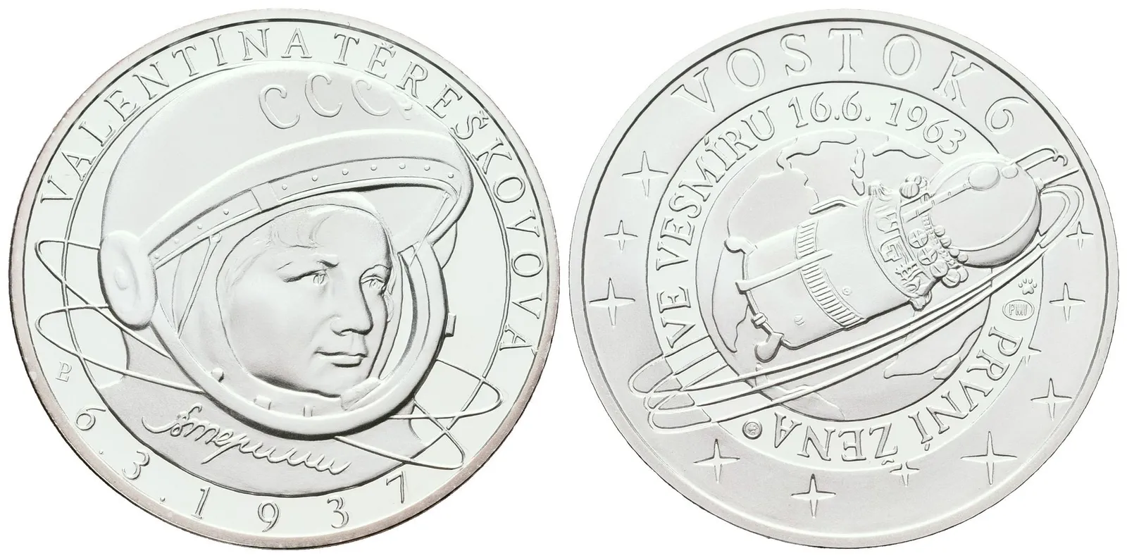 AR Medaile b.l. (2013) - Valentina Těreškovová - 50. výročí první ženy ve vesmíru