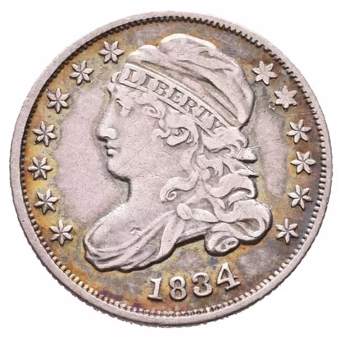 Dime 1834, KM.48, var. velká 4, pěkná zachovalost a patina, zbytky lesku, rysky