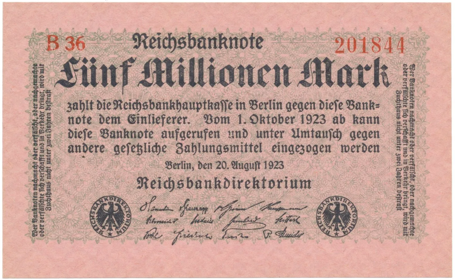 Německo, 5 Millionen Mark 1923, Ro.104b