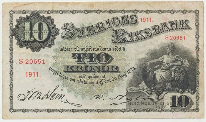 Švédsko, 10 Kronor 1911, P.27f