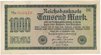 Německo, 1000 Mark 1922, vod. Mäander, červené 6-místné číslo, Ro.75g