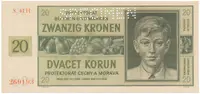20 Koruna 1944, série H, SPECIMEN, Hej.40c.S1 - fotografie 3