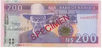 Namíbie, 200 Namibia Dollars (2003), bankovní vzor, U 00000000, P.10s