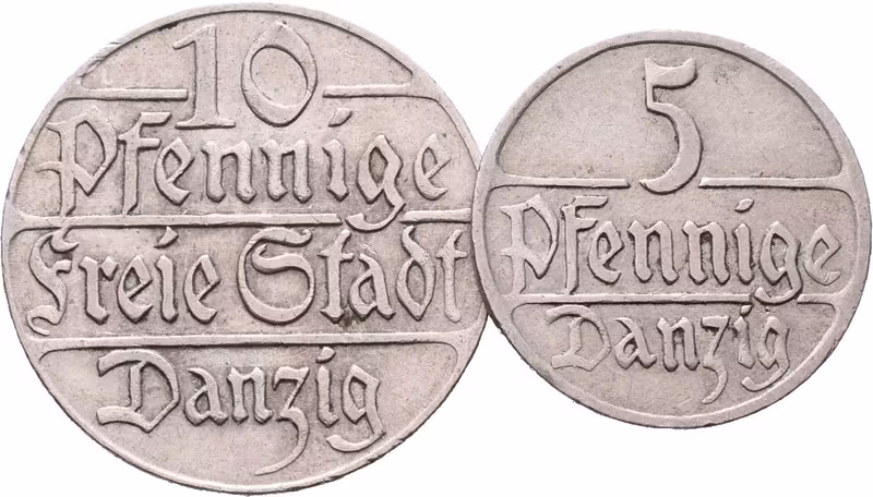 Danzig, 10 a 5 Pfennig 1923