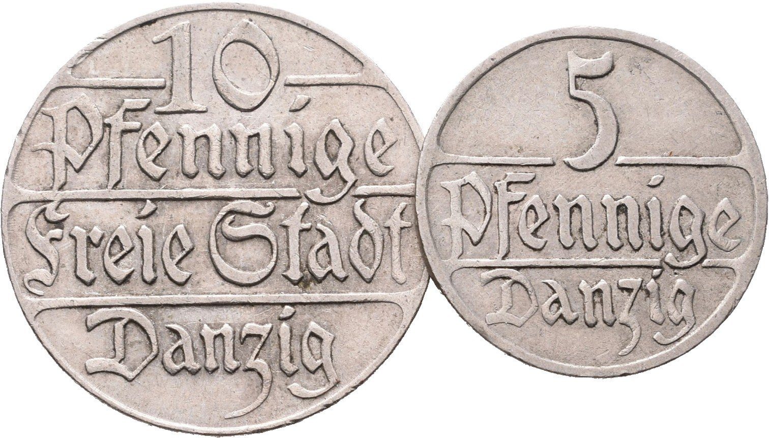 Danzig, 10 a 5 Pfennig 1923