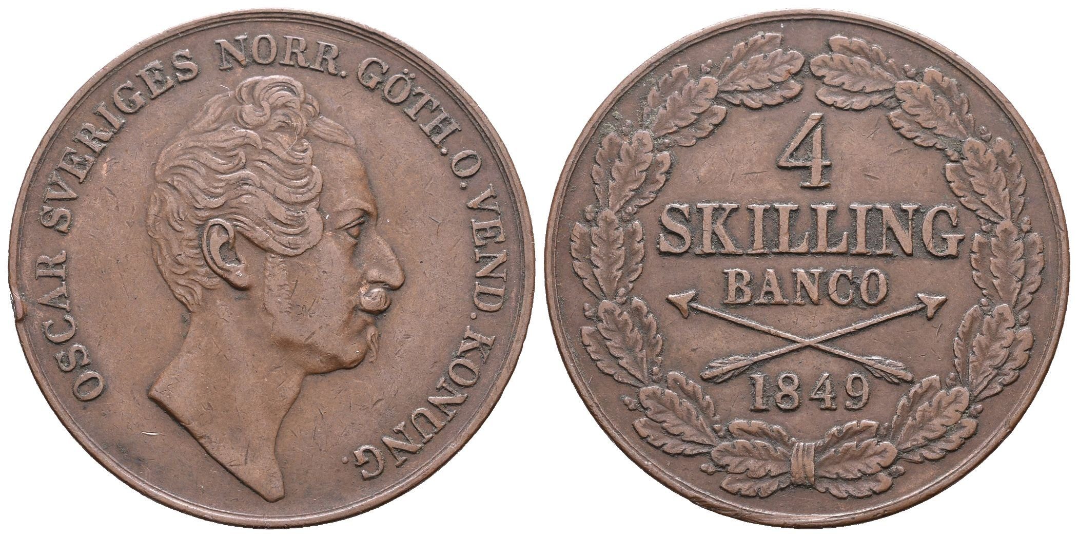 Švédsko, 4 Šilink 1849