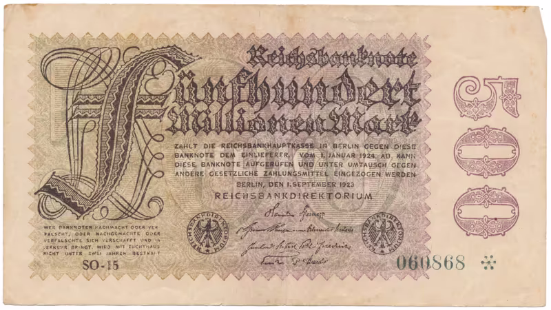 Německo, 500 Millionen Mark 1923, vodoznak Sterne, Ro.109h