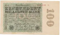 Německo, 100 Millionen Mark 1923, Sterne, Ro.106u