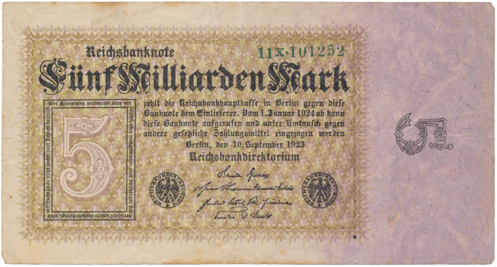 Německo, 5 Milliarden Mark 1923, Ro.112b