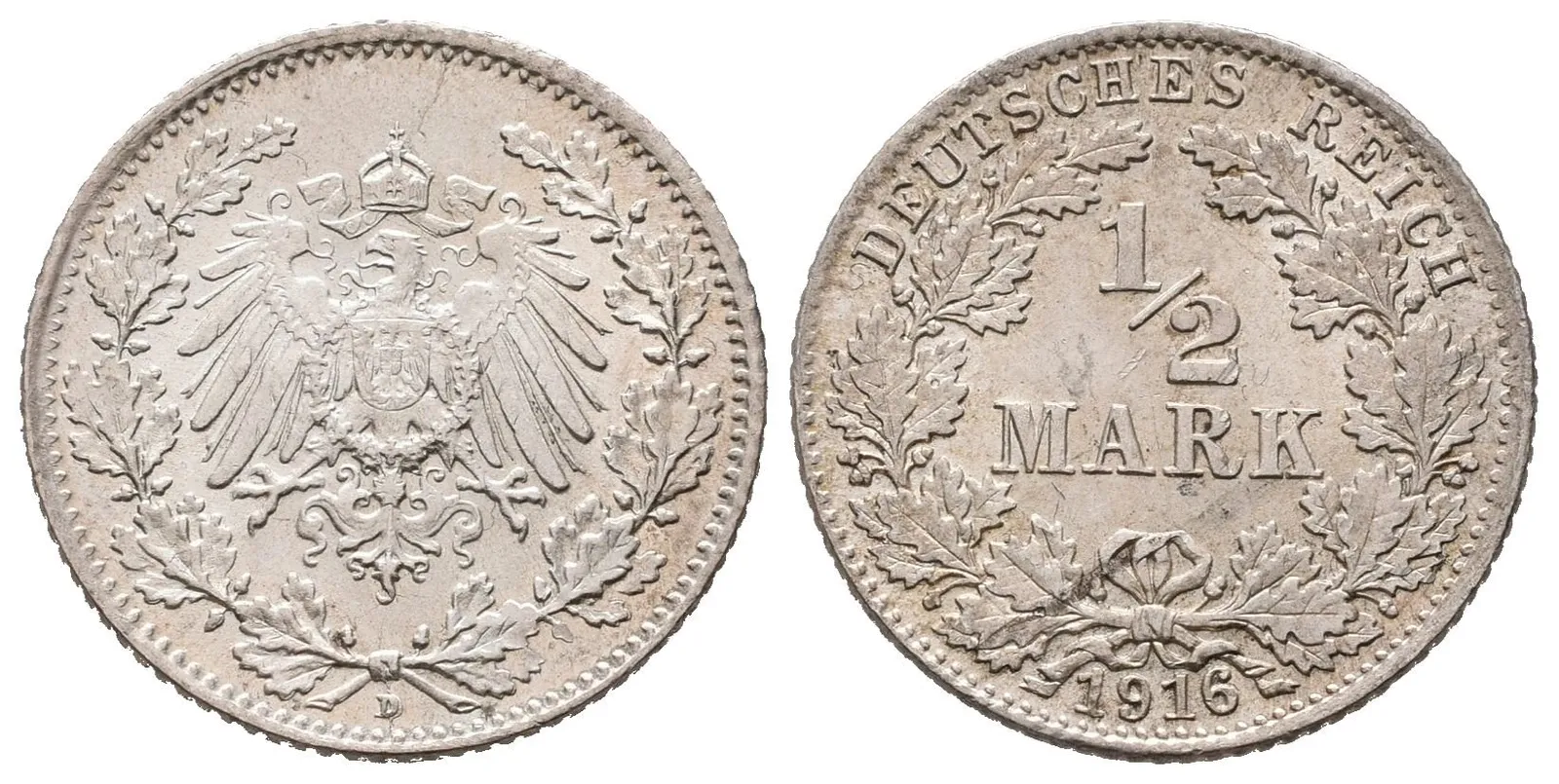 Německé císařství, 1/2 Marka 1916 D