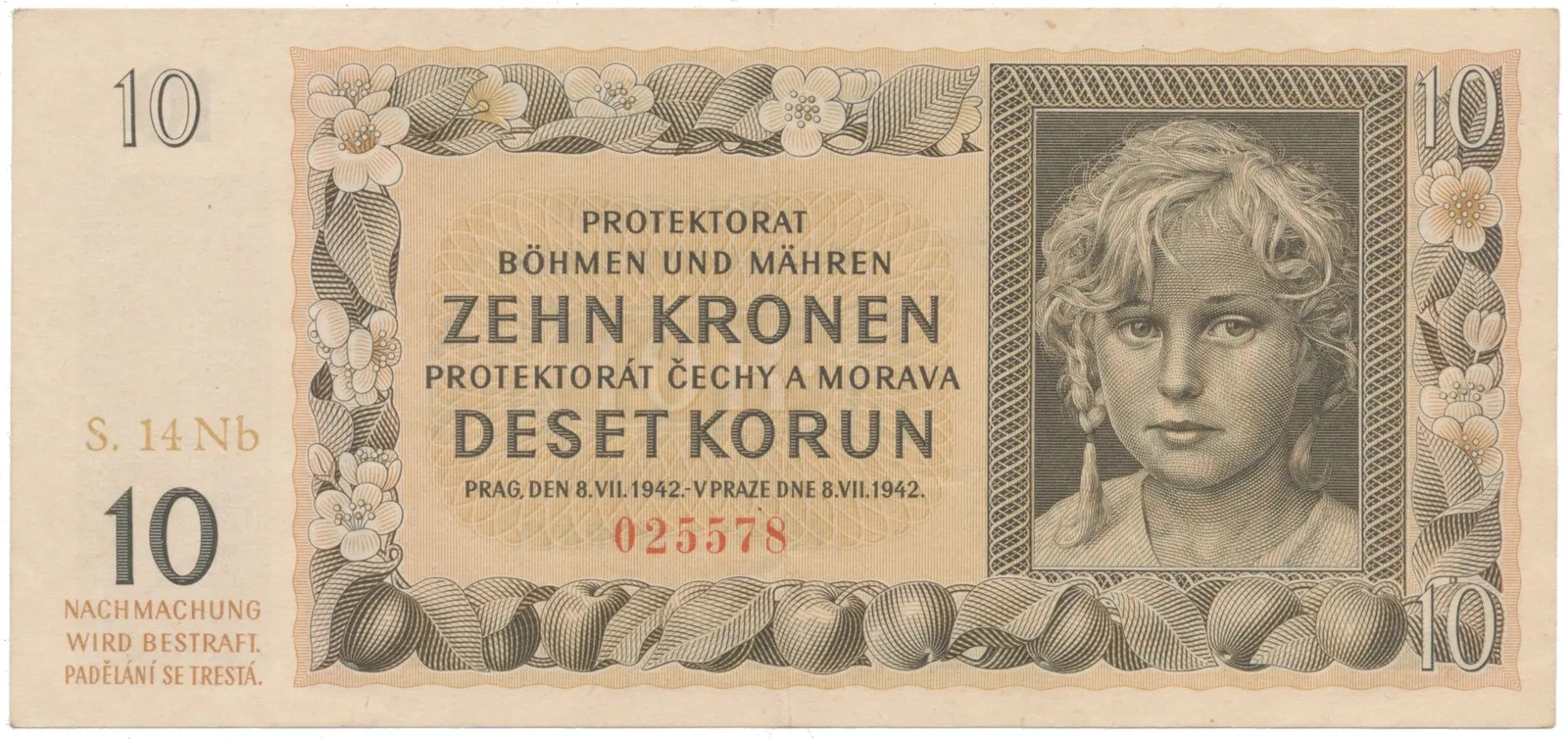 10 Koruna 1942, série Nb, Hej.37b2