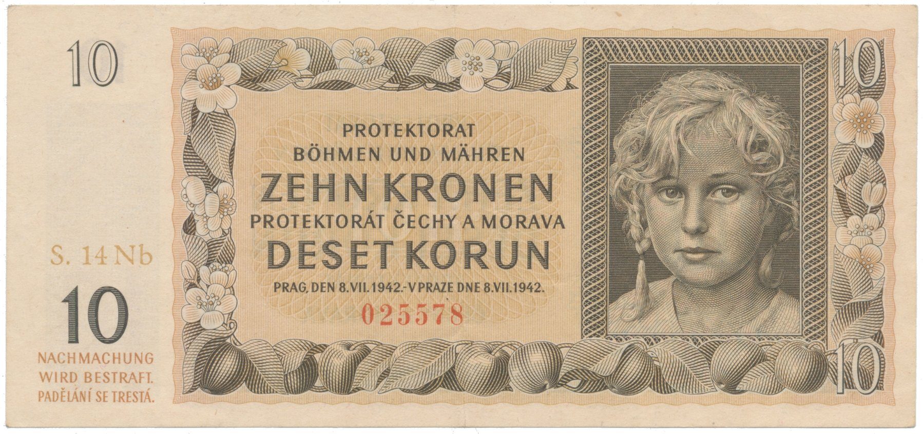10 Koruna 1942, série Nb, Hej.37b2