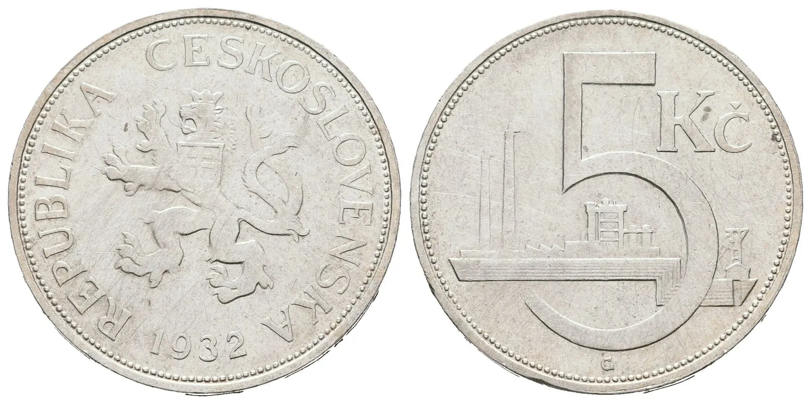 5 Koruna 1932, velmi pěkná zachovalost, lesk, patina, rysky_R! — 1