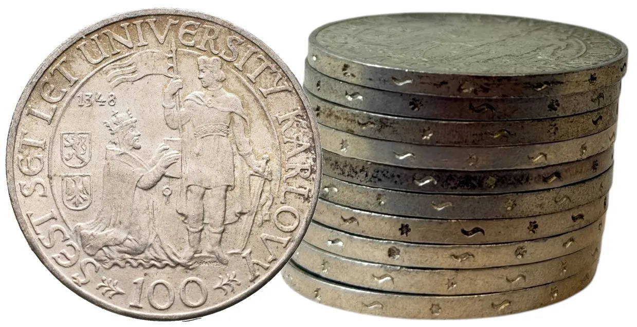 Soubor mincí - 100 Koruna 1948 - Universita Karlova