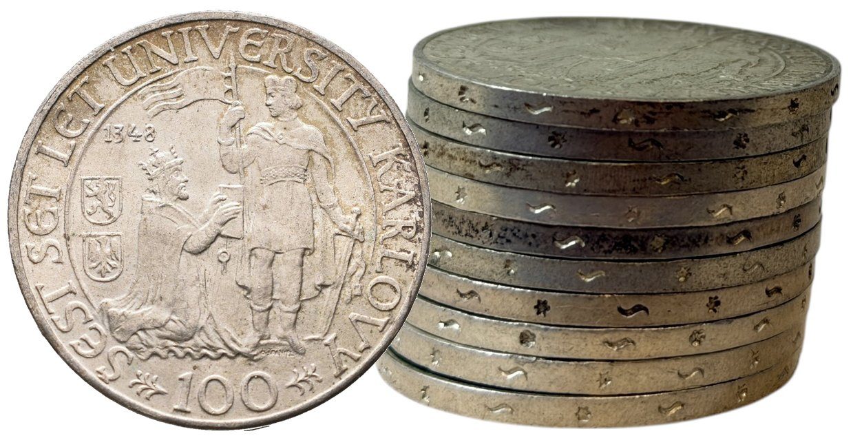 Soubor mincí - 100 Koruna 1948 - Universita Karlova