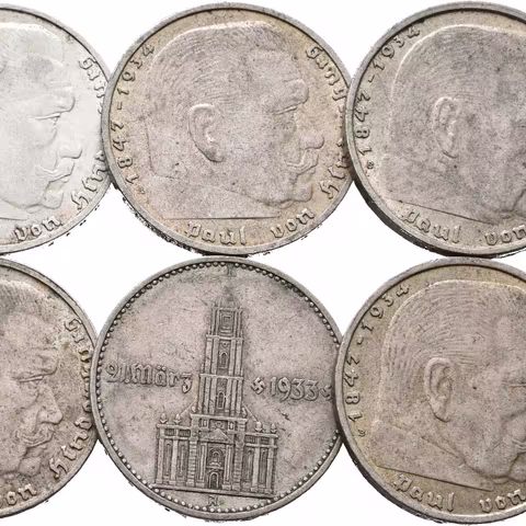 Soubor mincí - 2 Marka 1934 A - kostel s datem, 1937 A, G,