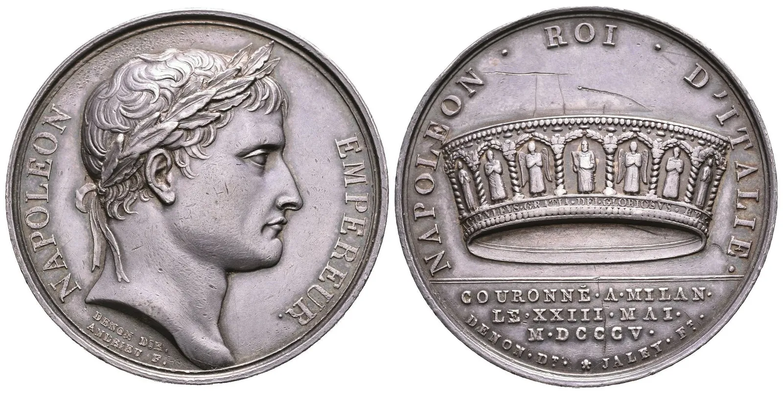 AR Medaile 1805 (B. Andrieu) - Ke korunovaci na Italského krále. Hlava Napoleona — 1