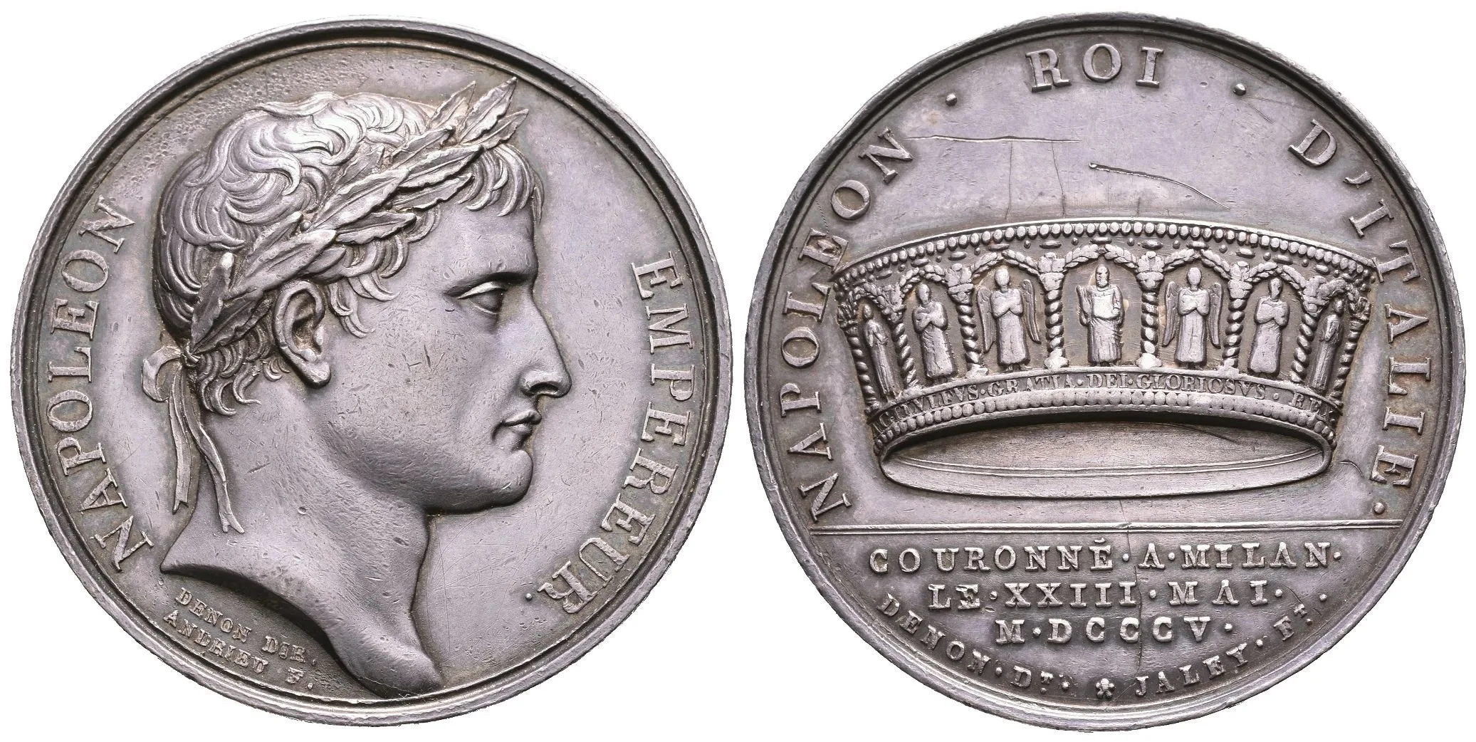 AR Medaile 1805 (B. Andrieu) - Ke korunovaci na Italského krále. Hlava Napoleona — 1