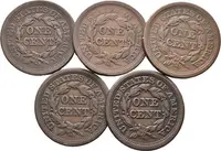 1 Cent 1848-1852, KM.67, patina, rysky, část v pěkné zachovalosti_5 ks — 2