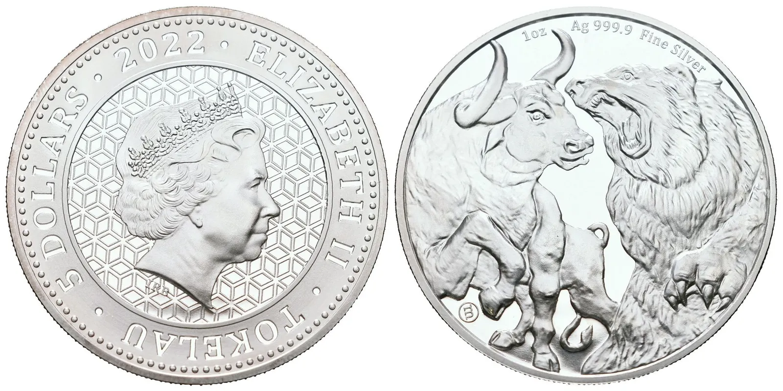 Tokelau, 5 Dollars 2022 - 1 Oz (Bull and Bear)