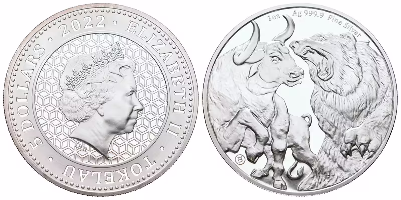 Tokelau, 5 Dollars 2022 - 1 Oz (Bull and Bear)