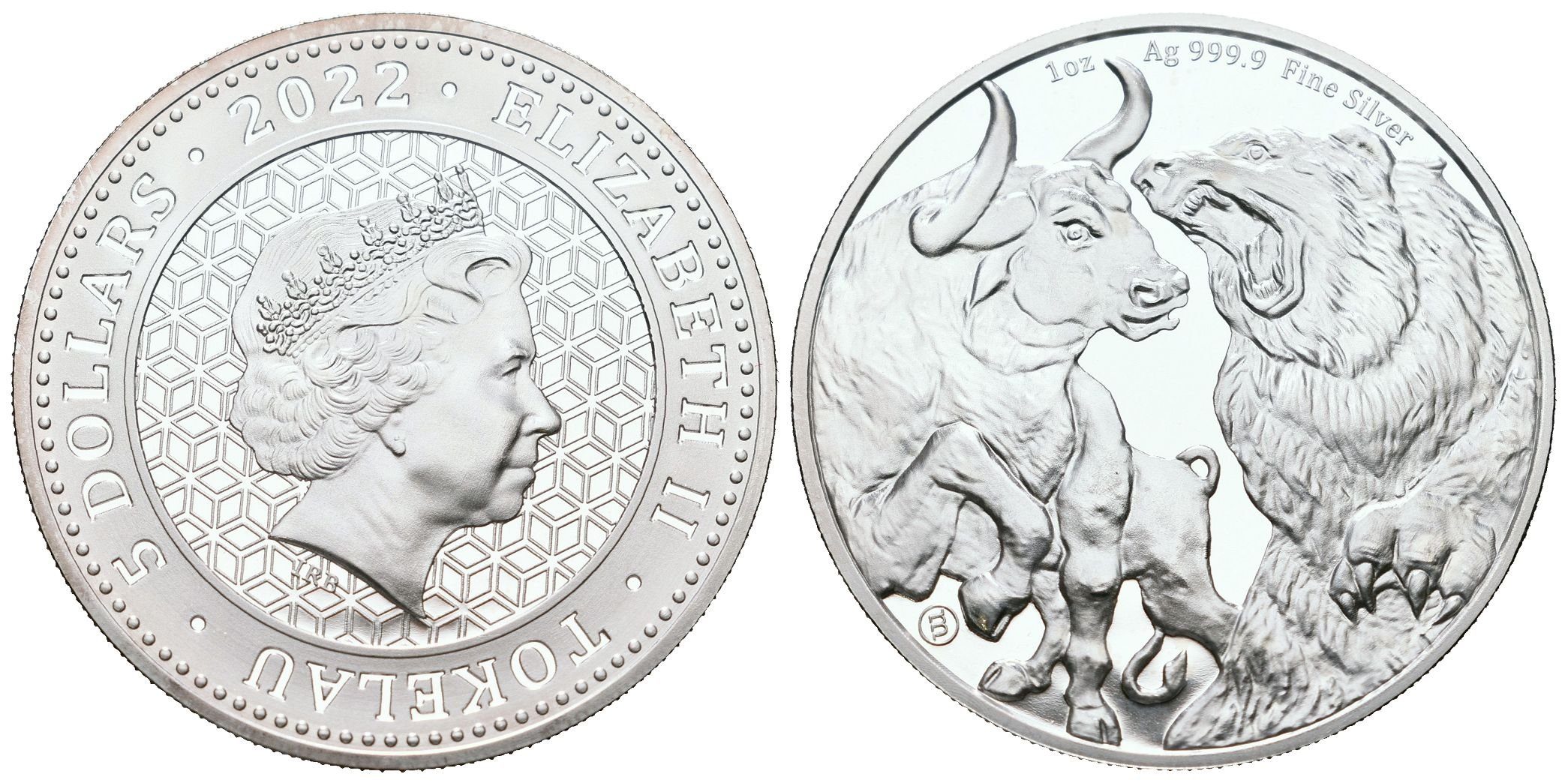 Tokelau, 5 Dollars 2022 - 1 Oz (Bull and Bear)
