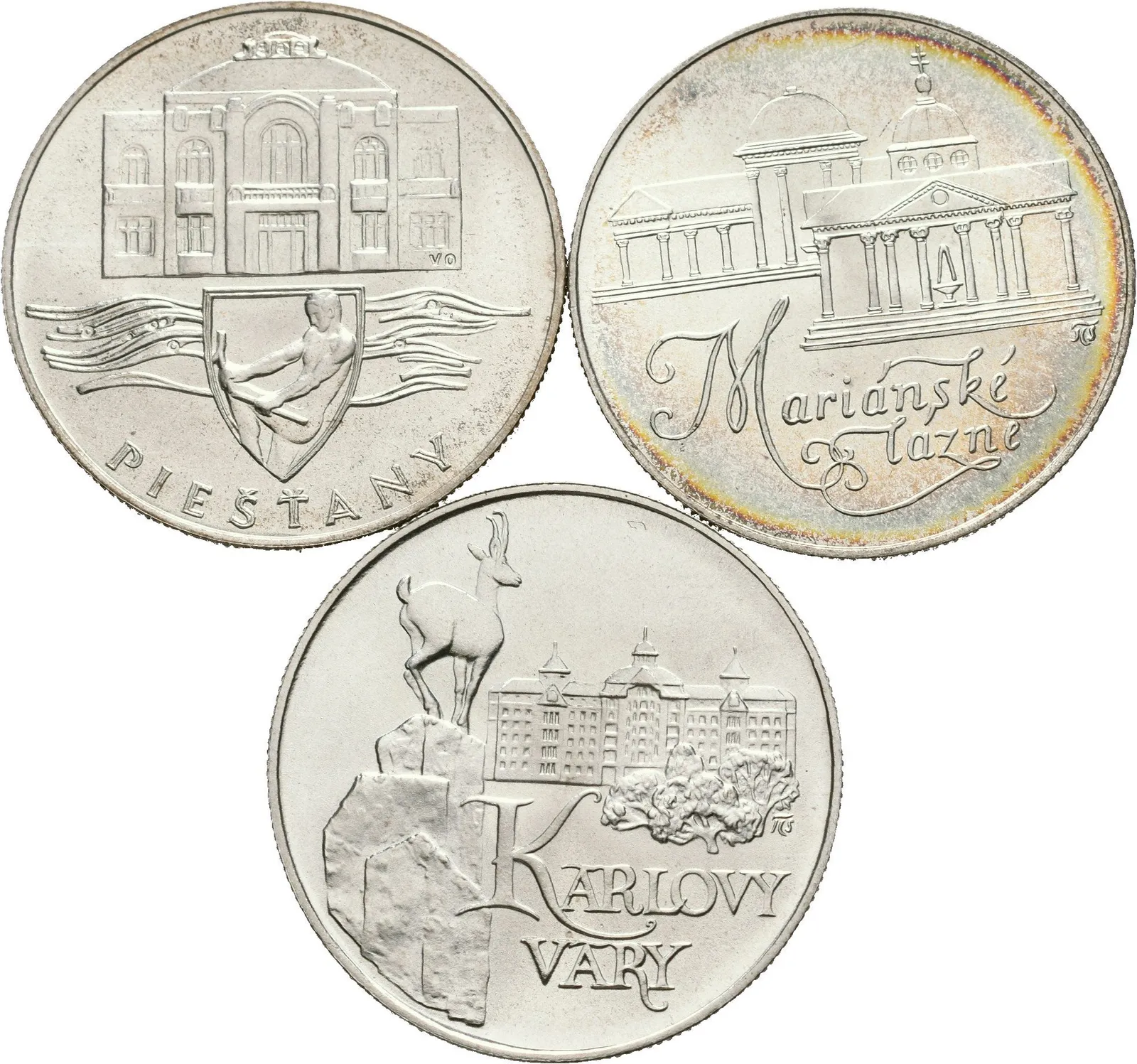 50 Kčs 1991 - Karlovy Vary, Mariánské Lázně, Piešťany, lesk, patina_3 ks — 1