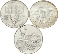 50 Kčs 1991 - Karlovy Vary, Mariánské Lázně, Piešťany, lesk, patina_3 ks — 1