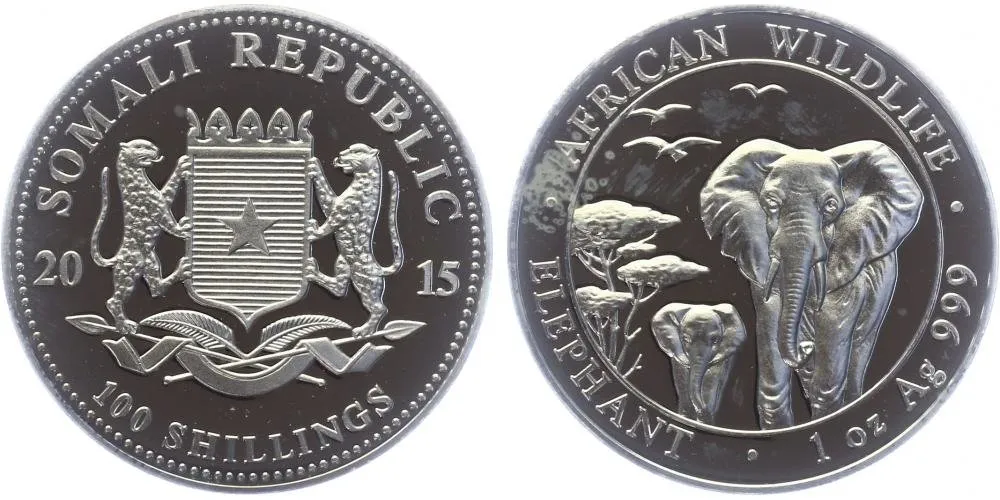Somálsko, 100 Schillings 2015 - Slon africký