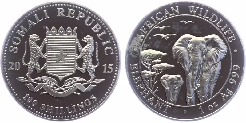 Somálsko, 100 Schillings 2015 - Slon africký