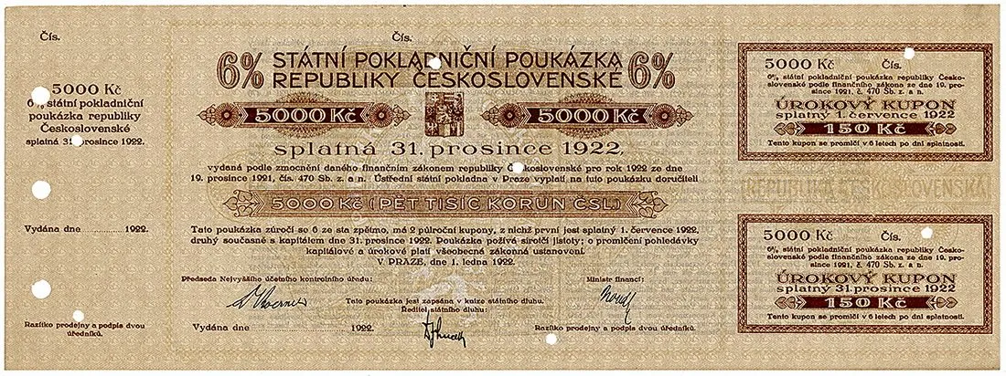 Státní pokladniční poukázky, 1919 - 1939 — 1
