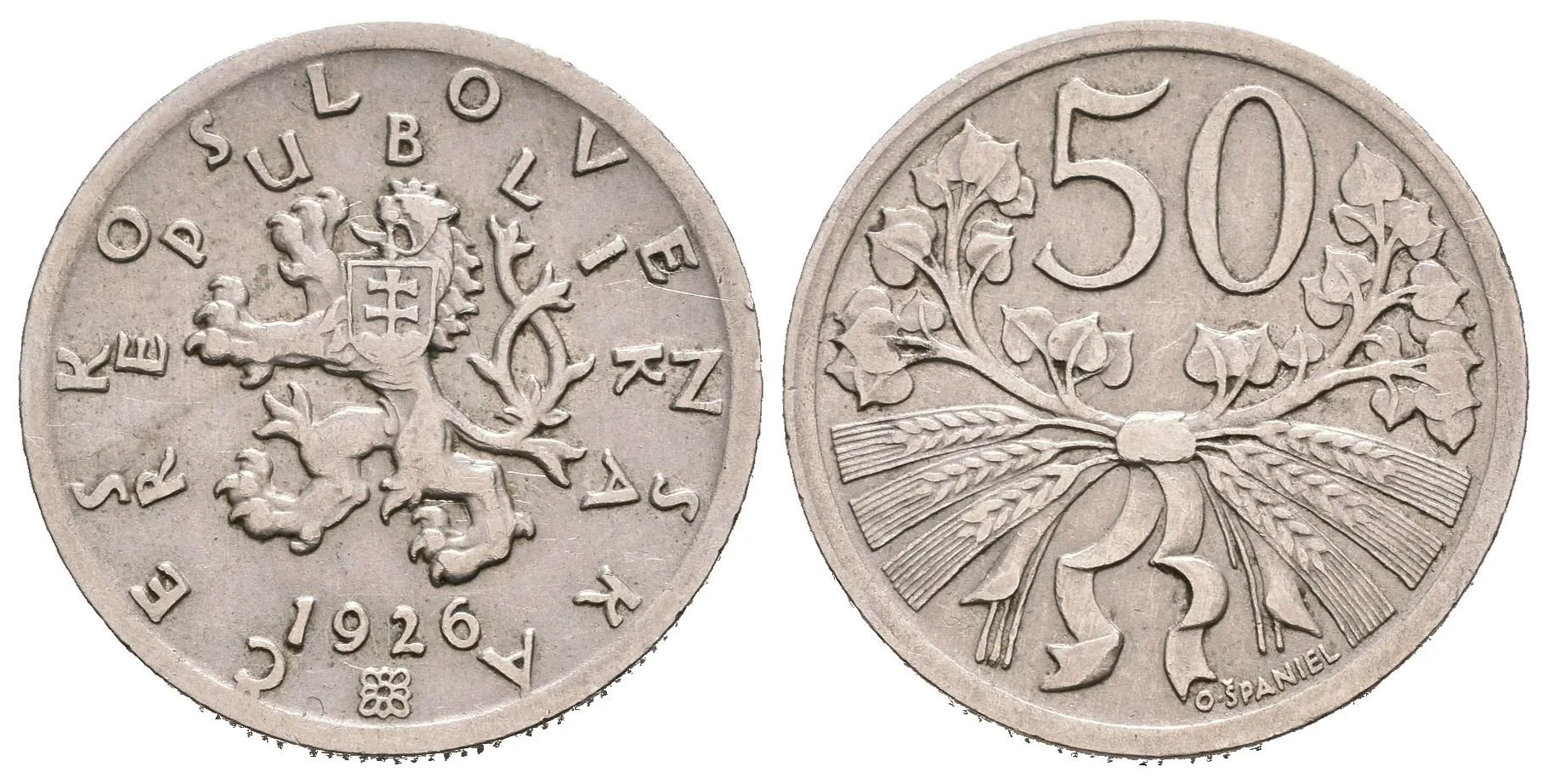 50 Haléř 1926, pěkná zachovalost, patina, rysky_RR! — 1