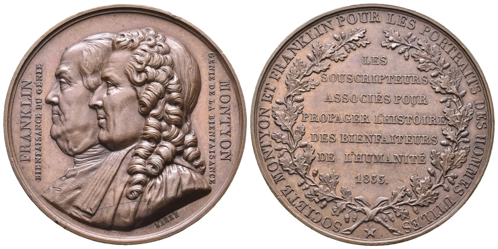 AE Medaile 1833 (Barre) - Záslužná medaile společnosti Franklina a — 1