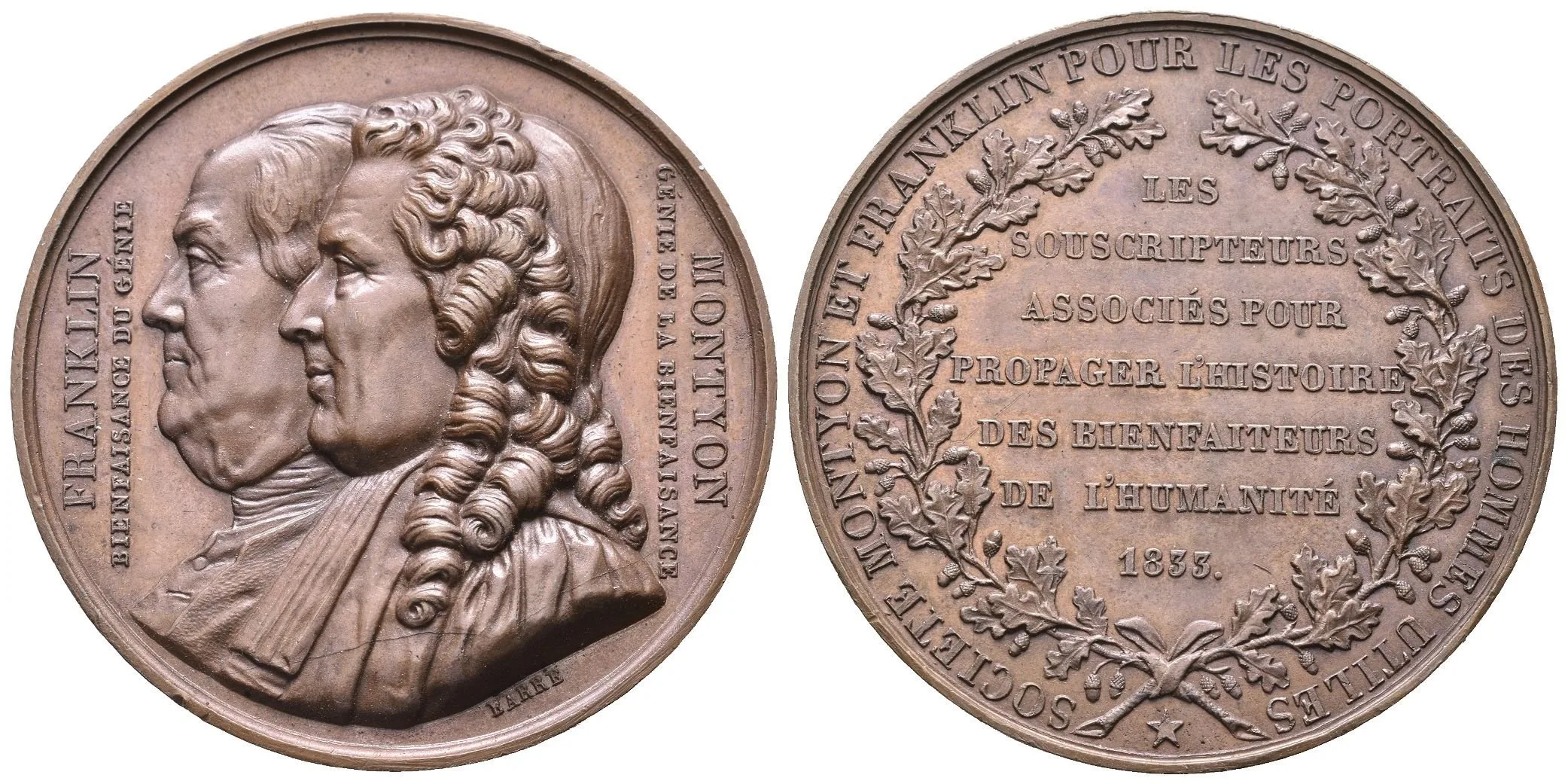 AE Medaile 1833 (Barre) - Záslužná medaile společnosti Franklina a — 1