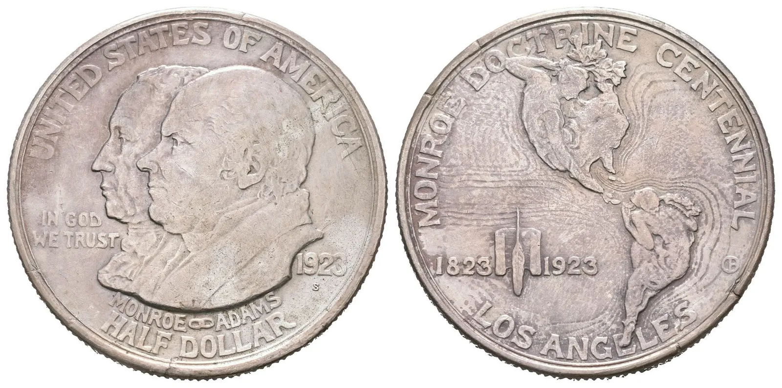 1/2 Dollar 1923 S - Monroeva doktrína, KM.153, pěkná zachovalost, patina, — 1